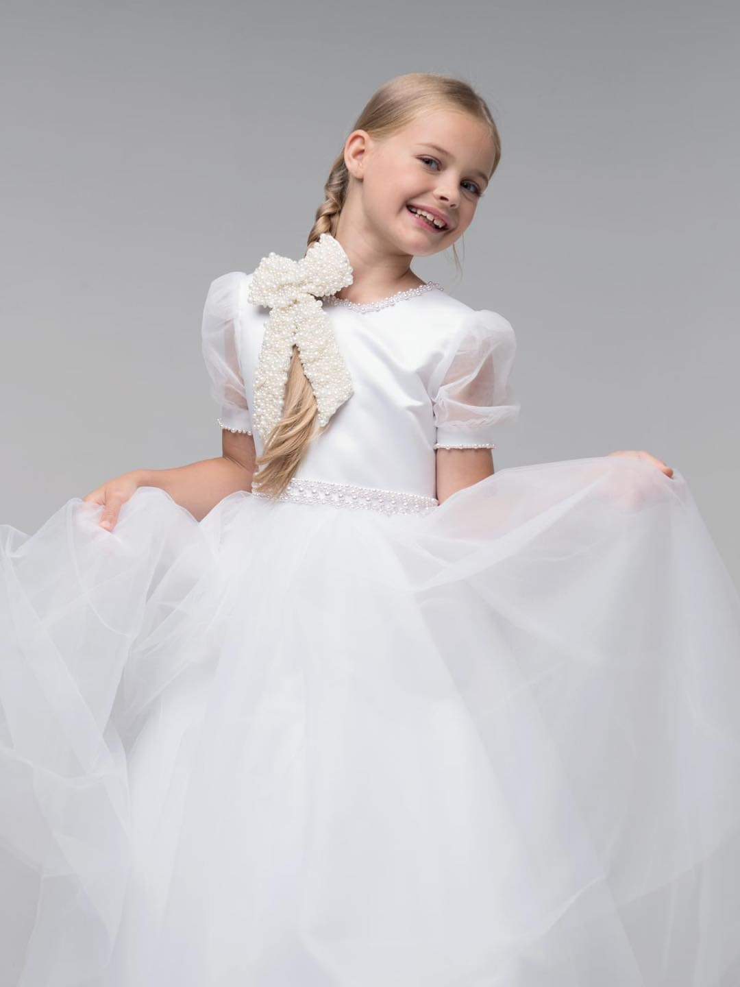 Paula's Communion Girls White Communion Dress:- PJ49