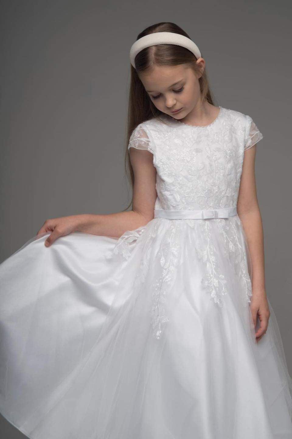 Paula's Communion Girls White Communion Dress:- UF23021