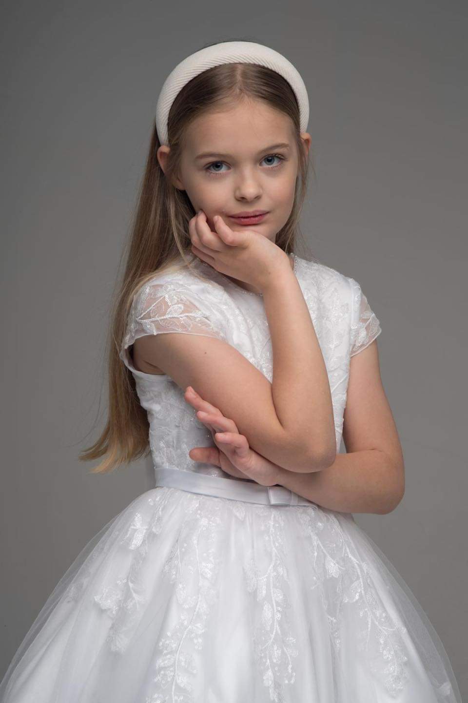 Paula's Communion Girls White Communion Dress:- UF23021