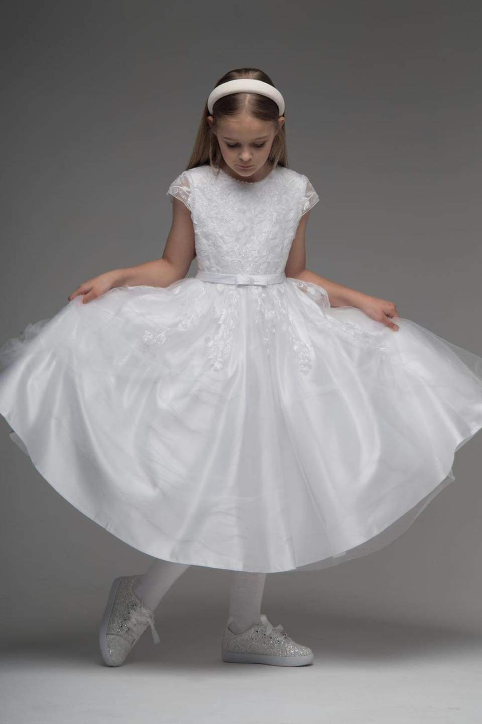 Paula's Communion Girls White Communion Dress:- UF23021
