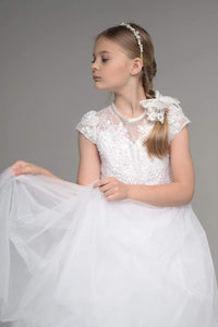 Paula's Communion Girls White Communion Dress:- UF23003