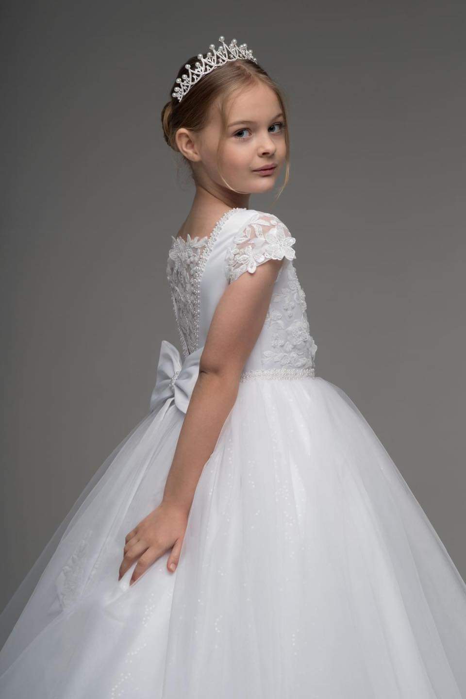 Paula's Communion Girls White Communion Dress:- PJ63