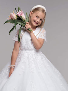 Paula's Communion Girls White Communion Dress:- PJ55