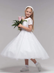 Paula's Communion Girls White Communion Dress:- PJ55