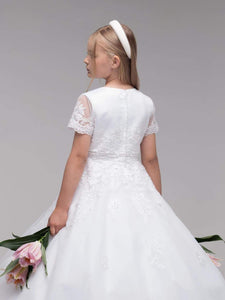 Paula's Communion Girls White Communion Dress:- PJ55