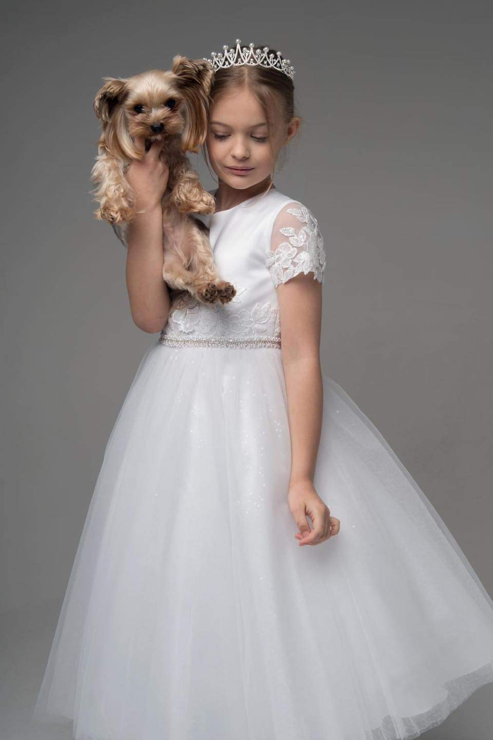 Paula's Communion Girls White Communion Dress:- PJ66