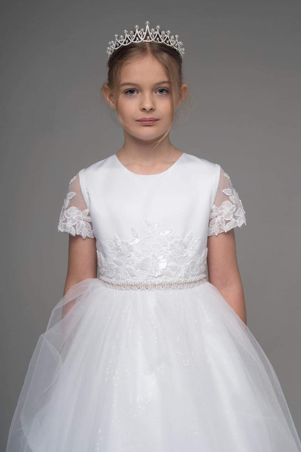 Paula's Communion Girls White Communion Dress:- PJ66