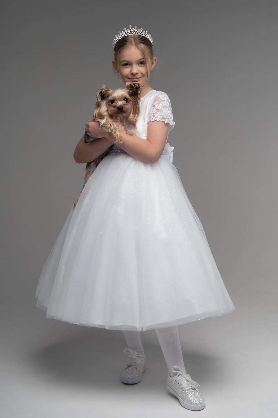 Paula's Communion Girls White Communion Dress:- PJ66