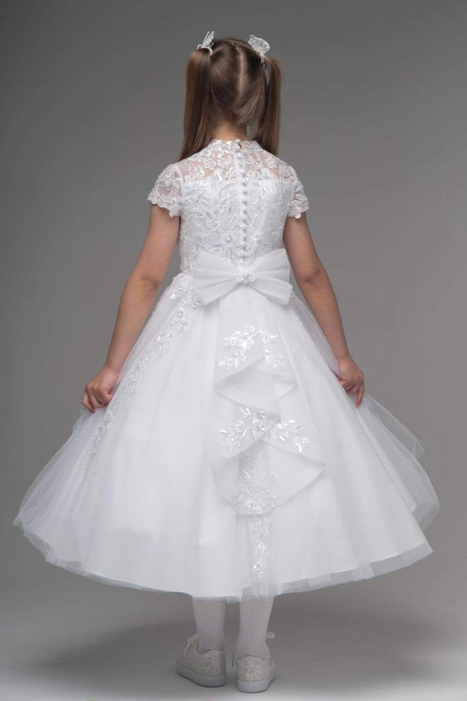 Paula's Communion Girls White Communion Dress:- PJ67