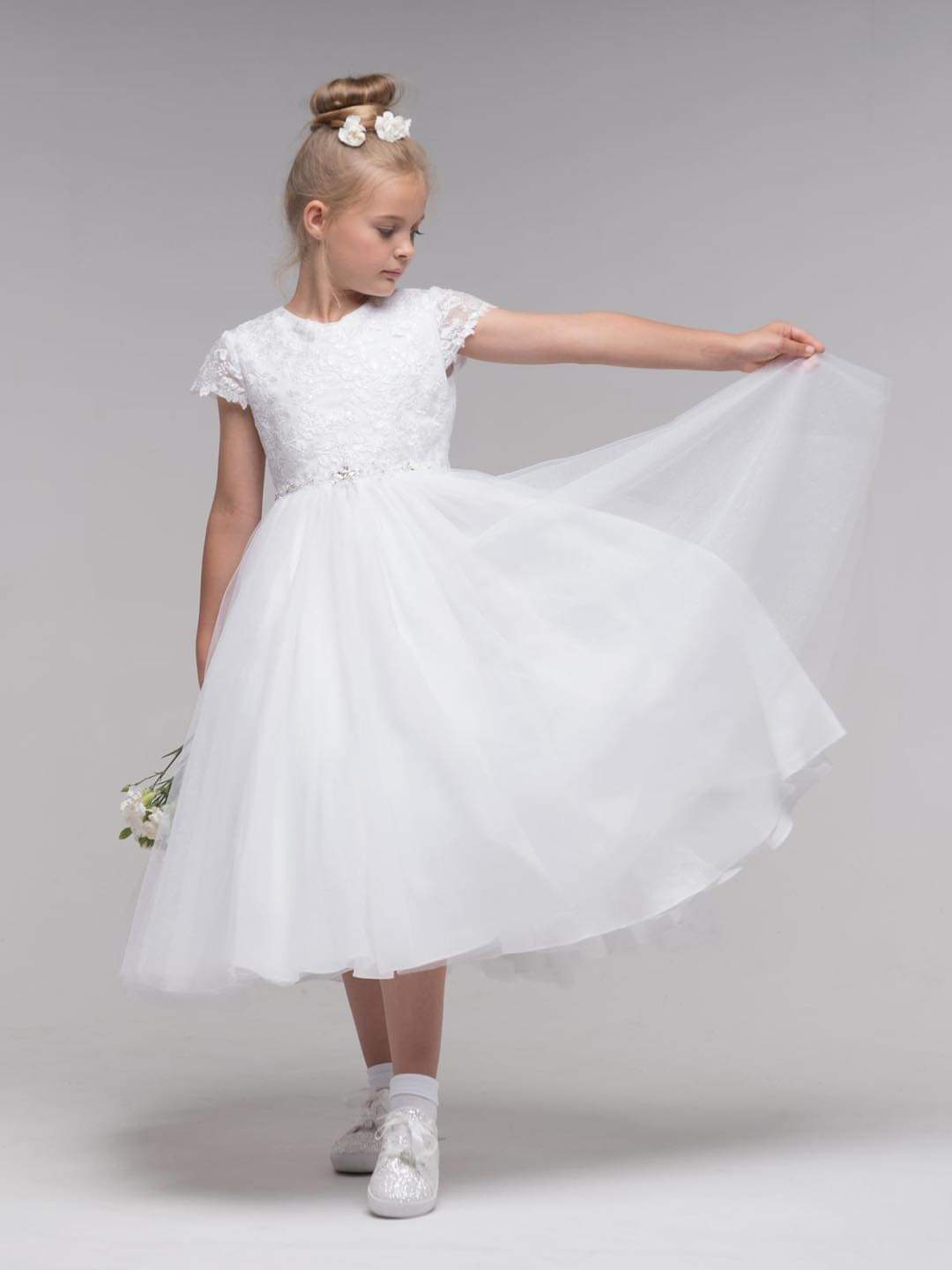 Paula's Communion Girls White Communion Dress:- PJ53