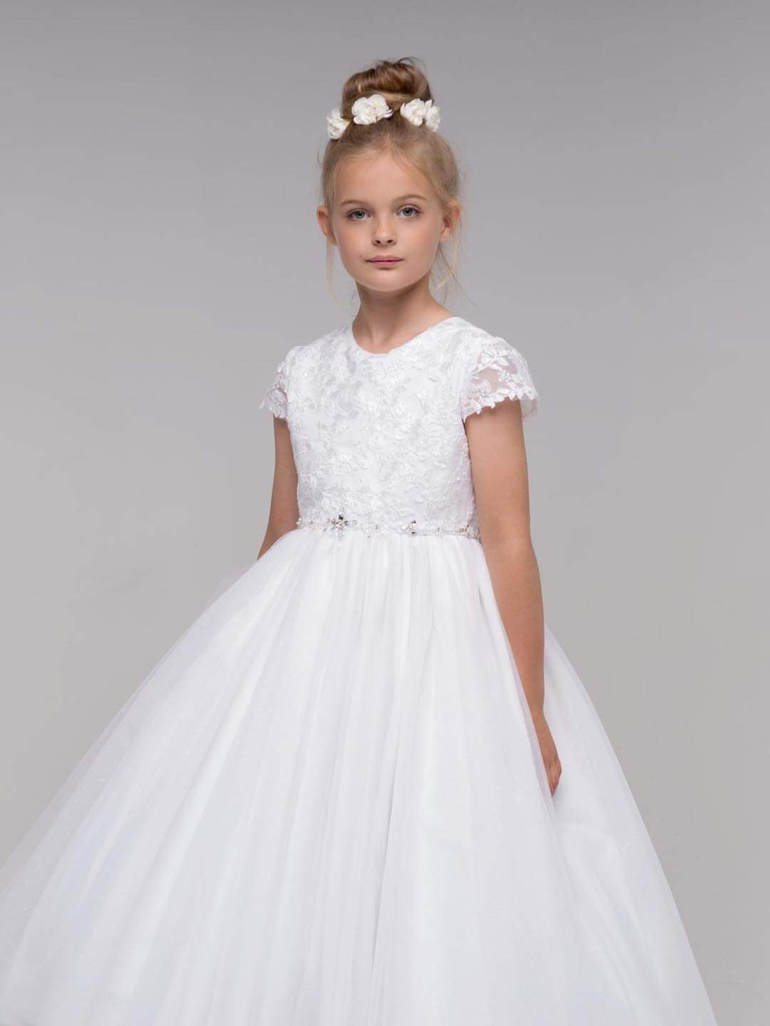 Paula's Communion Girls White Communion Dress:- PJ53