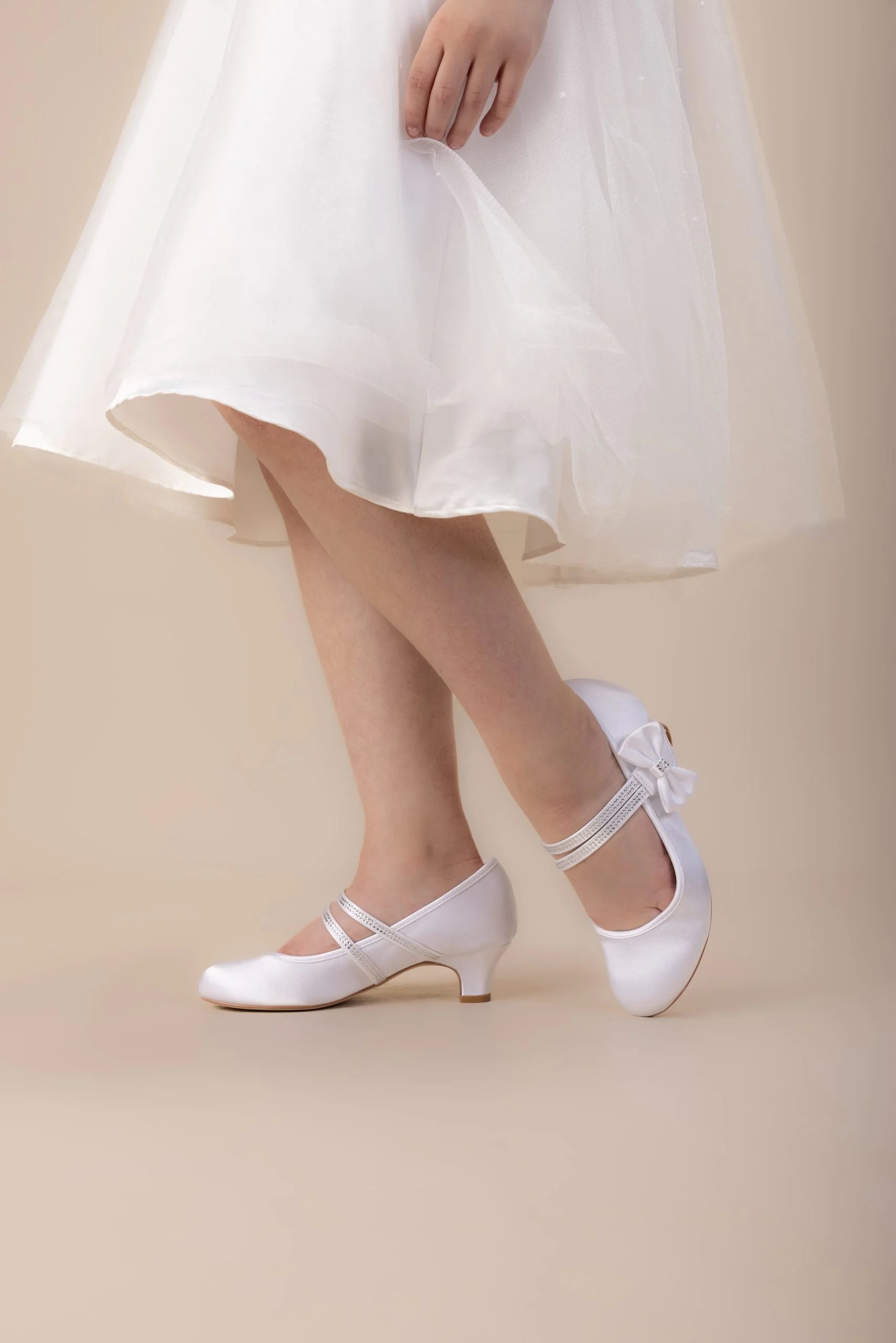 SALE SHOE Perfect Bridal White Communion Shoes:- Felicity Heel