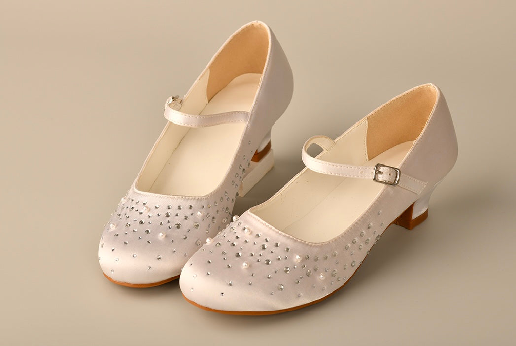 Sweeties By Sweetie Pie Girls White Shoes:- SW8216 Heels