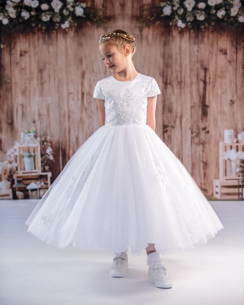 Paula's Communion Girls White Communion Dress:- PJ42