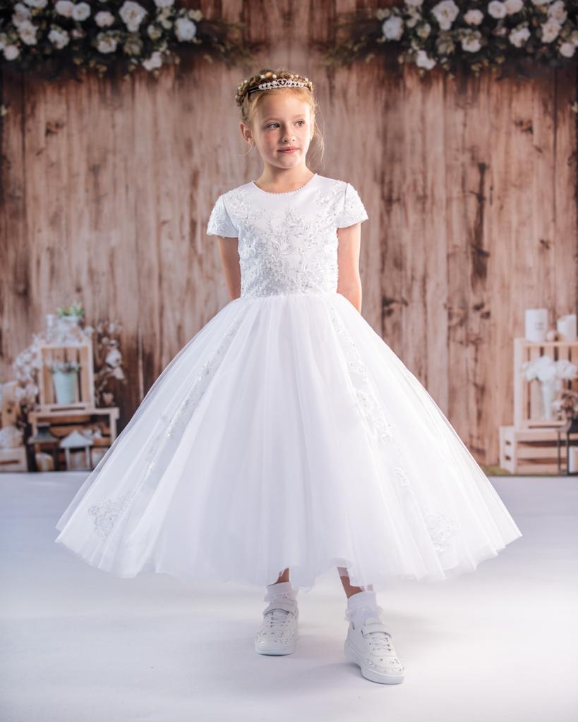 Paula's Communion Girls White Communion Dress:- PJ42