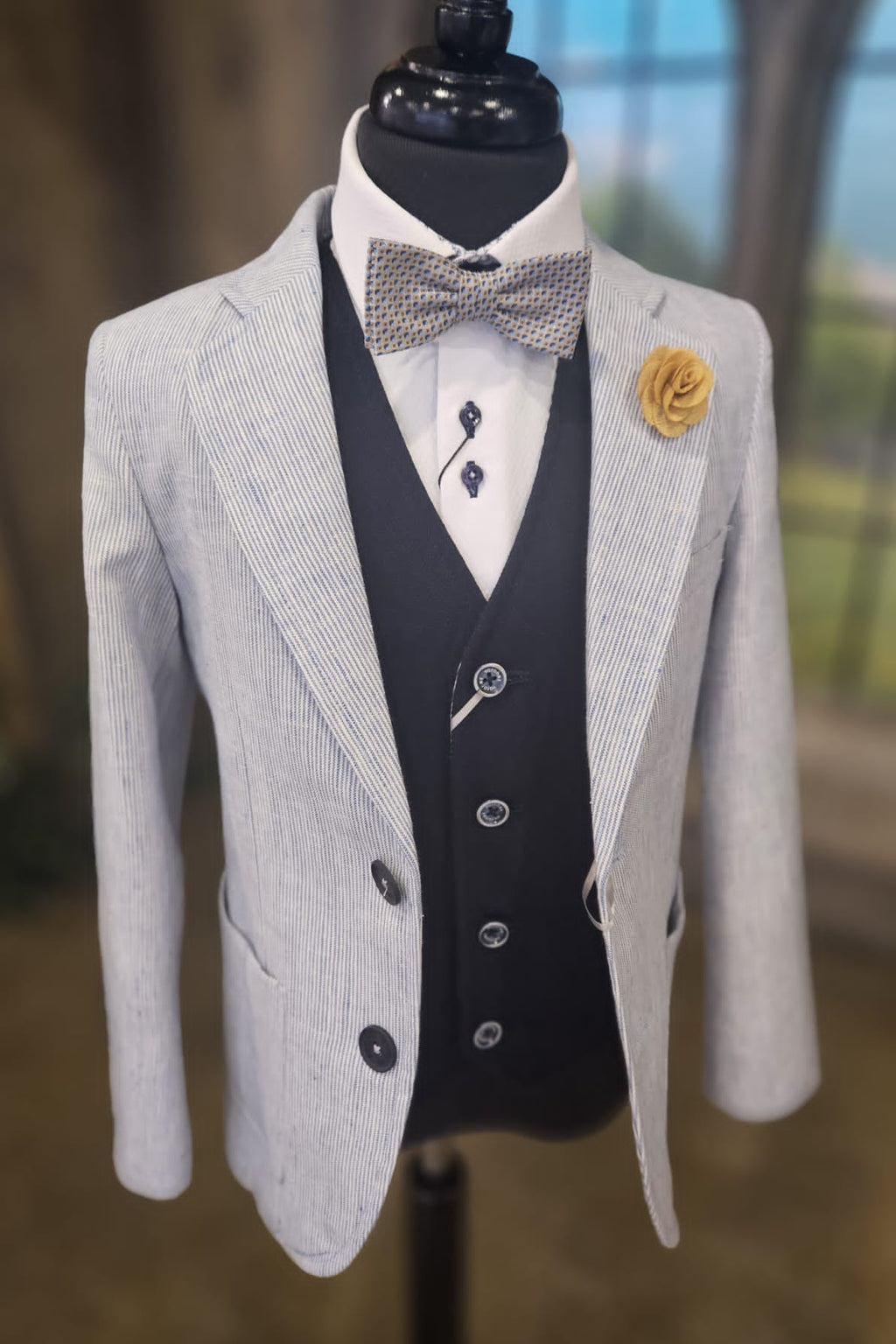 SALE One Varones Boys Blue Stripe Blazer:- 10-0408602