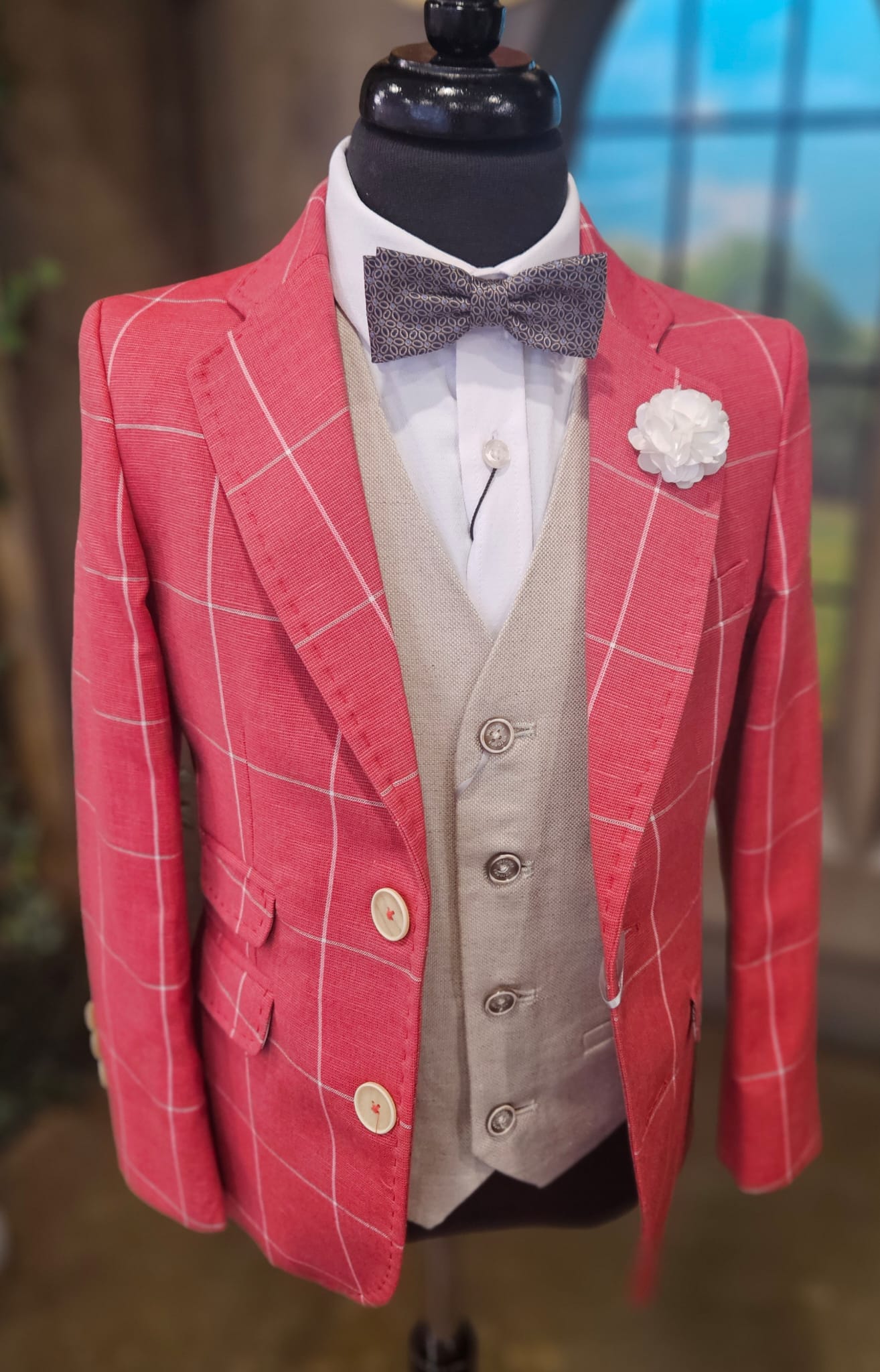 SALE One Varones Boys Red Check Blazer:- 10-0408340 Age 6 & 7