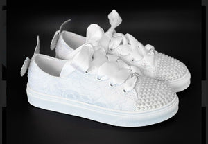 Sweeties By Sweetie Pie Girls White Sneaker Shoes:- Ariel Flats