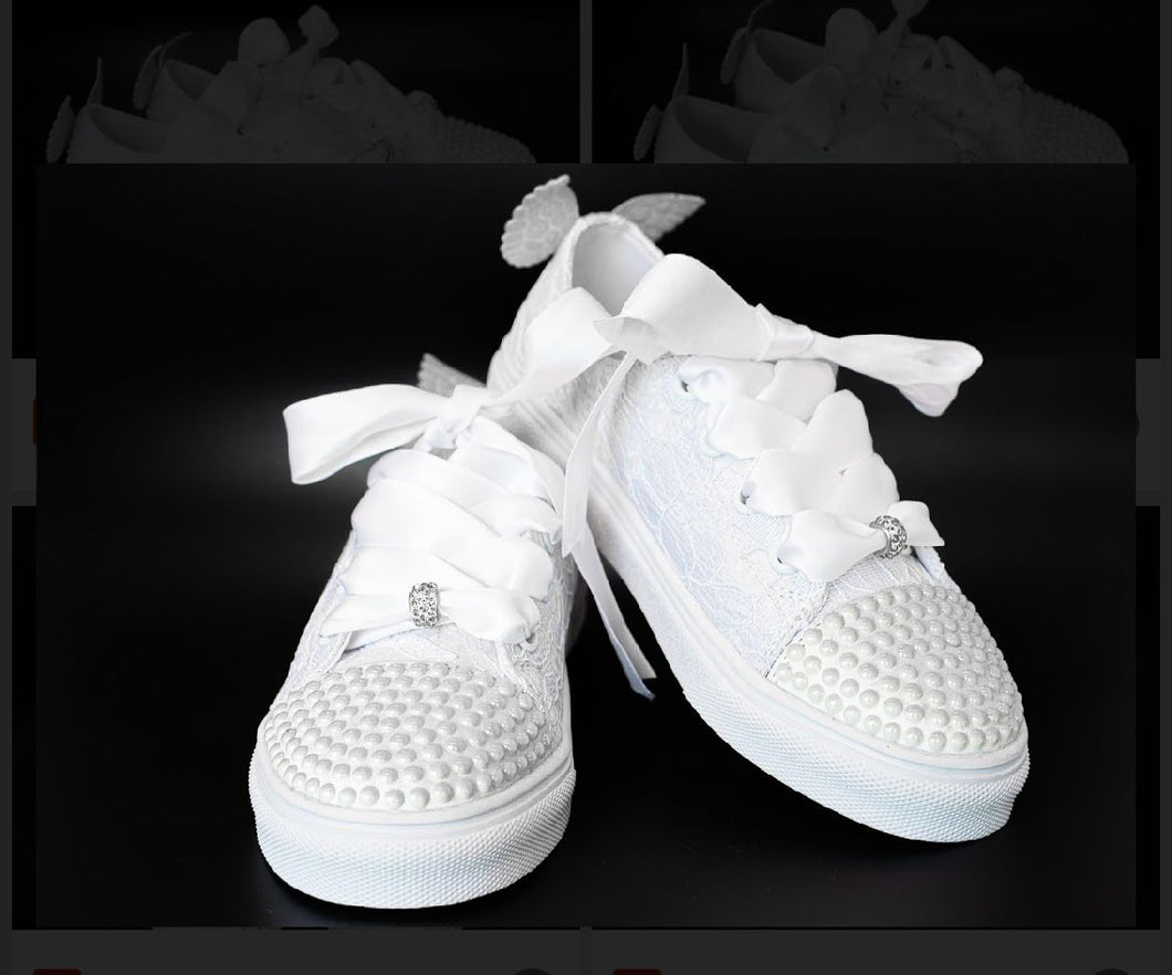 Sweeties By Sweetie Pie Girls White Sneaker Shoes:- Ariel Flats