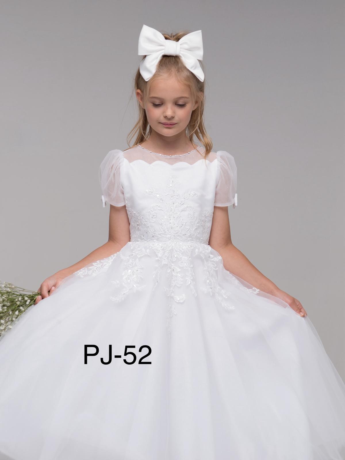 Paula's Communion Girls White Communion Dress:- PJ52