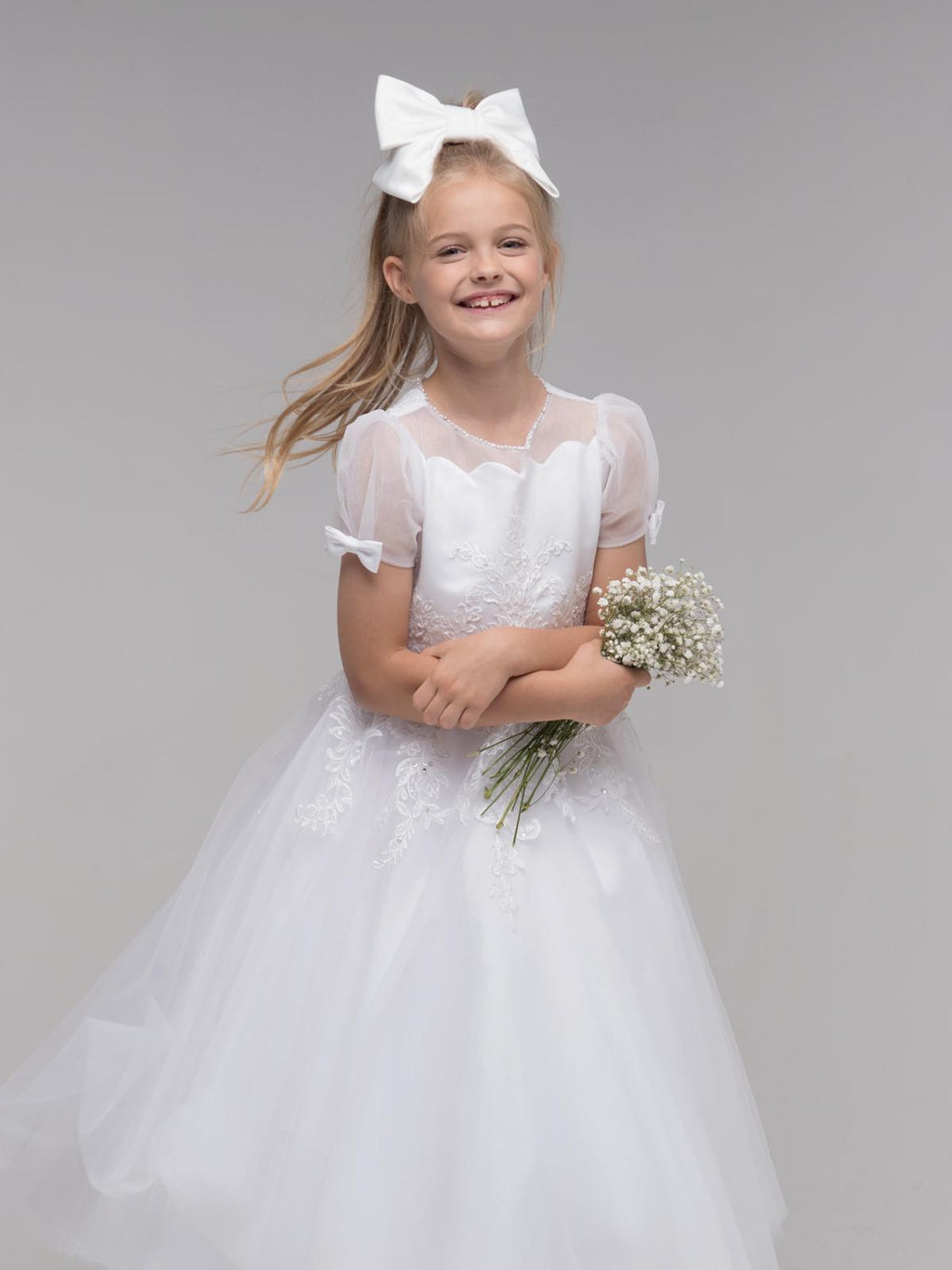 Paula's Communion Girls White Communion Dress:- PJ52