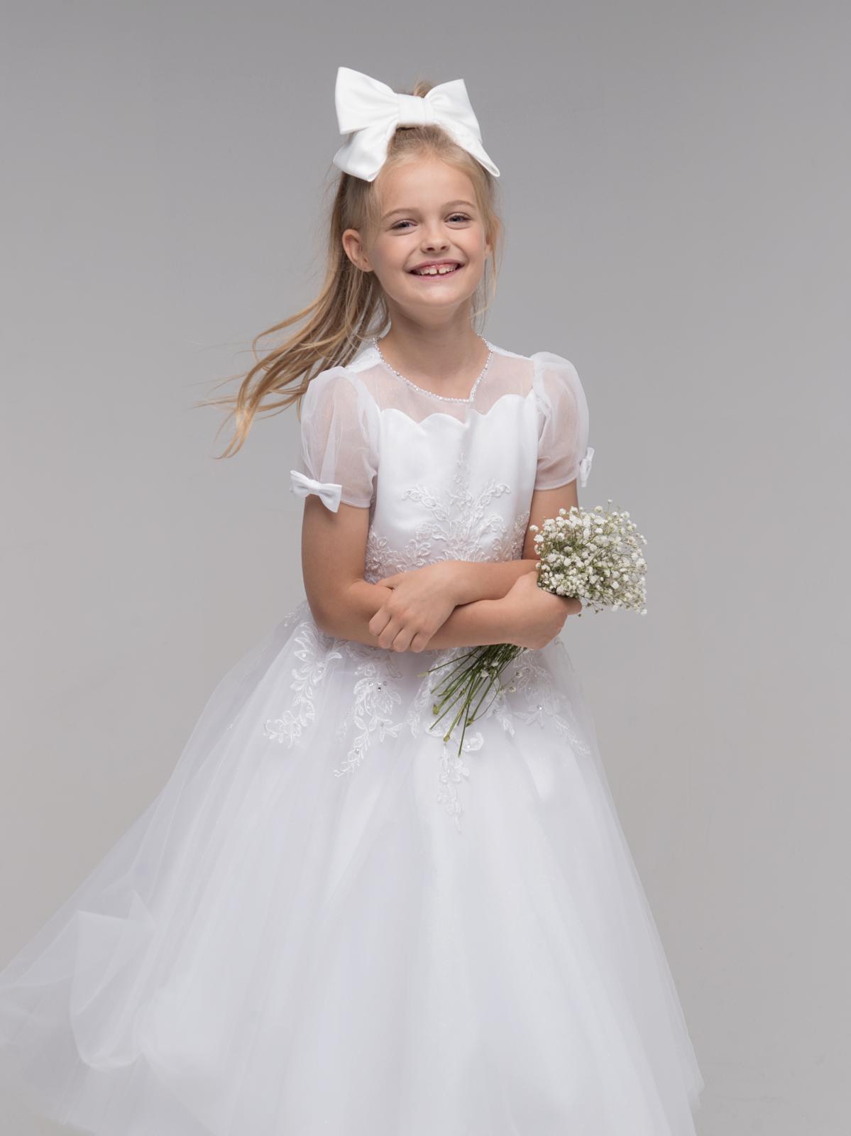 Paula's Communion Girls White Communion Dress:- PJ52