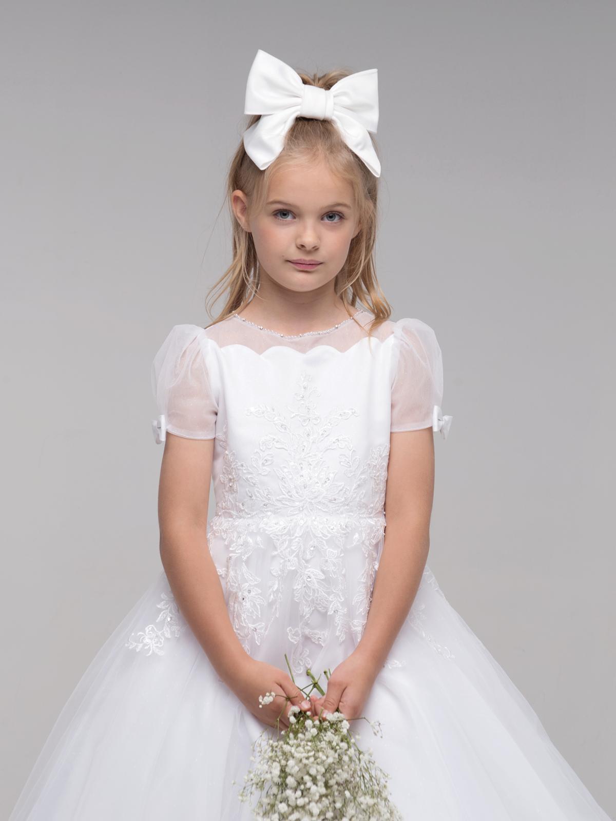 Paula's Communion Girls White Communion Dress:- PJ52
