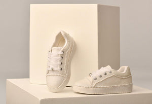 Sweeties By Sweetie Pie Girls White Sneaker Shoes:- Sandy Flats