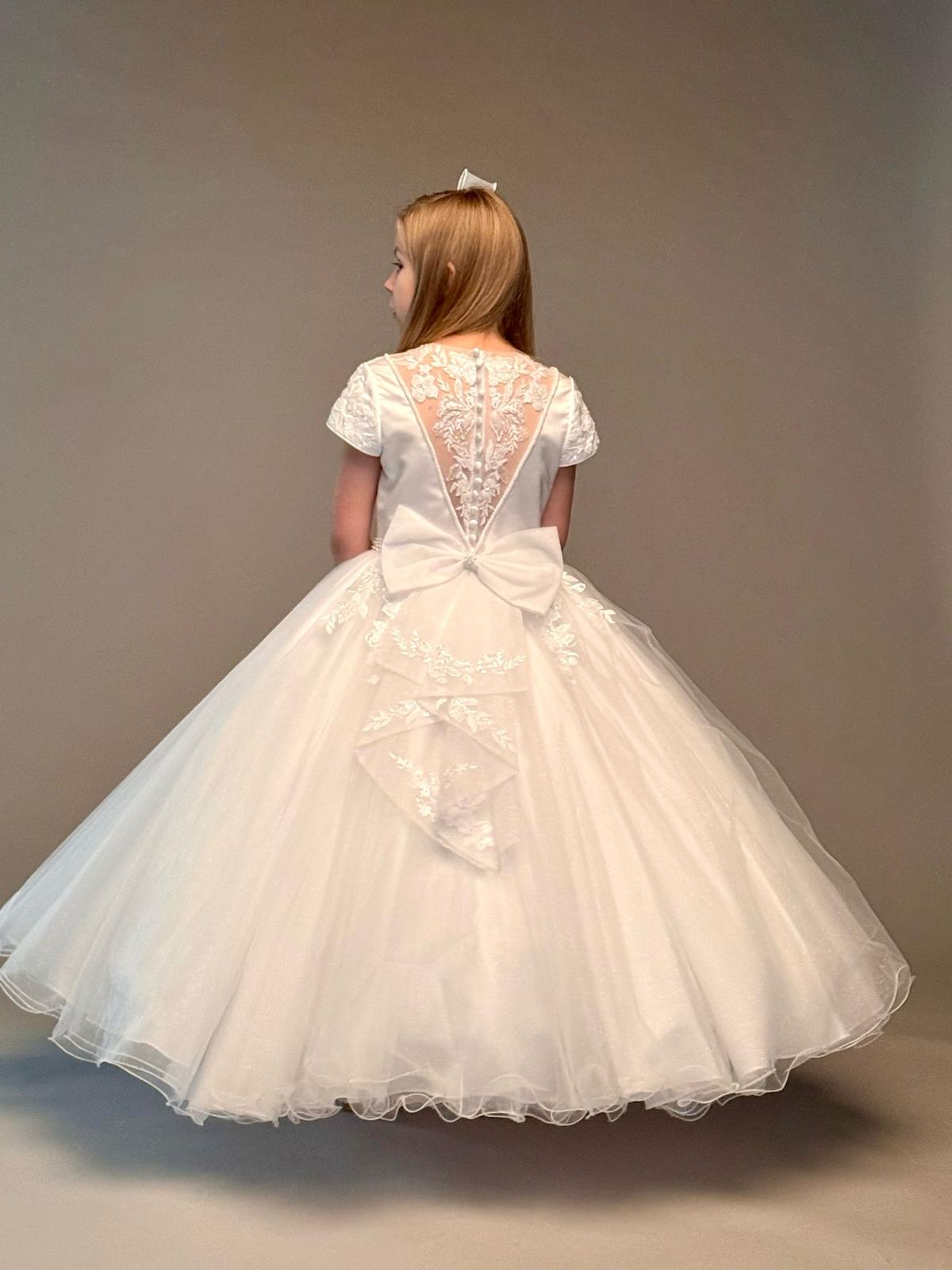 Paula's Communion Girls White Communion Dress:- PJ90