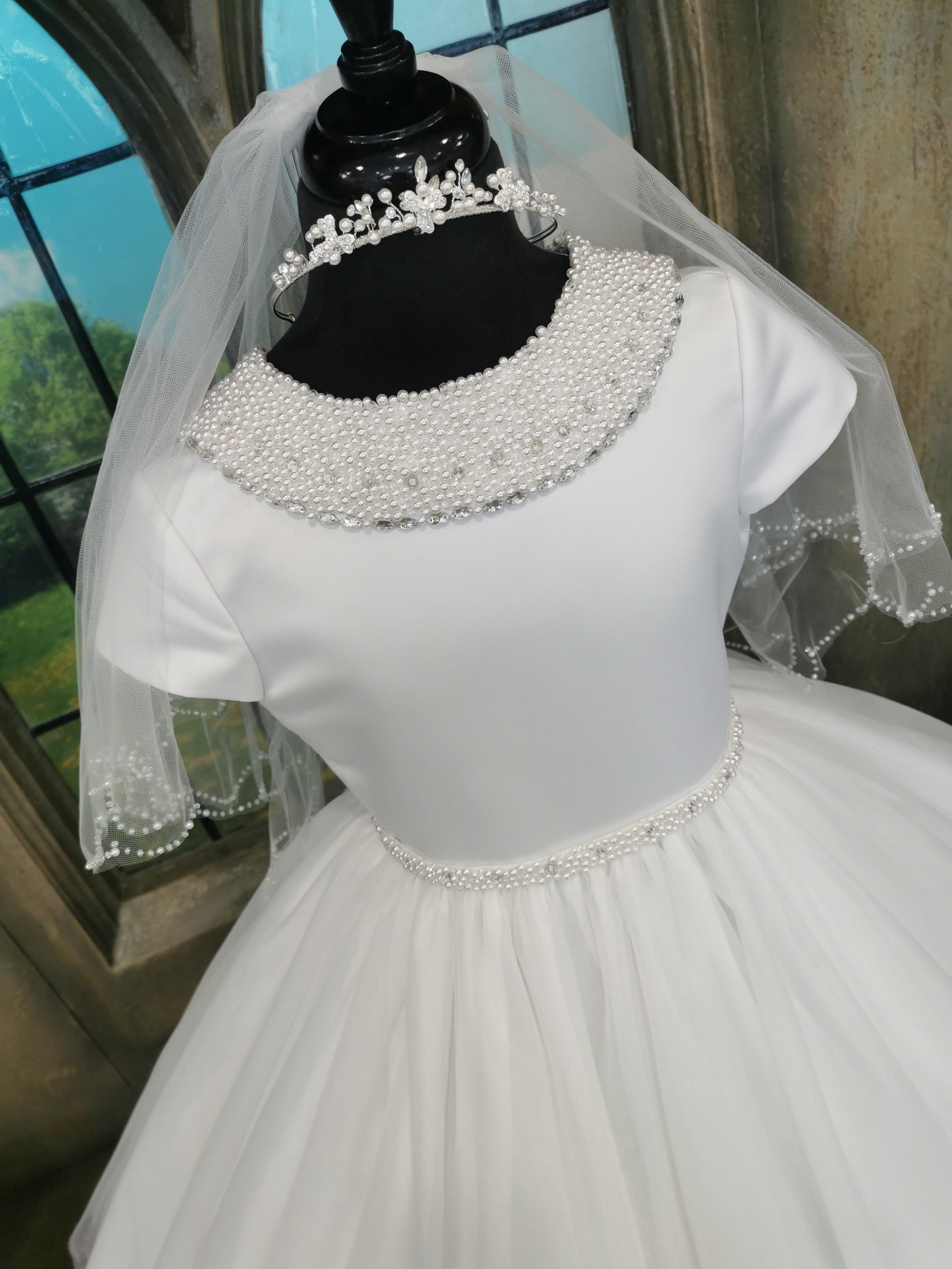 KINDLE EXCLUSIVE Girls White Communion Dress:- PJ30