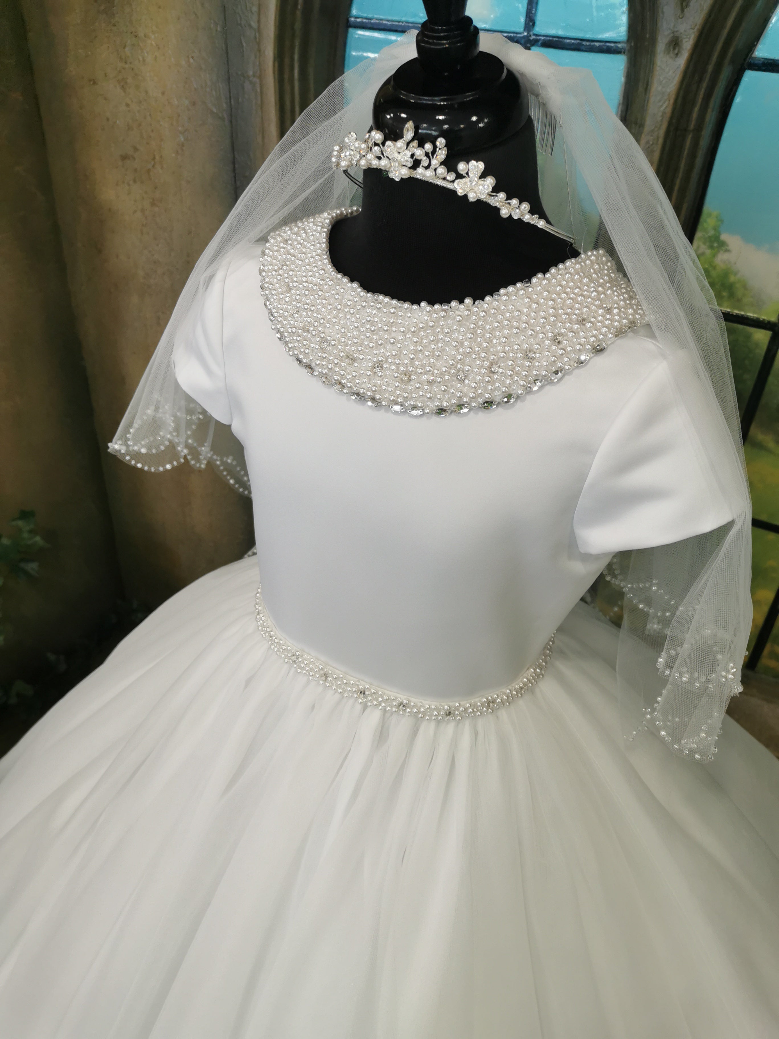 KINDLE EXCLUSIVE Girls White Communion Dress:- PJ30