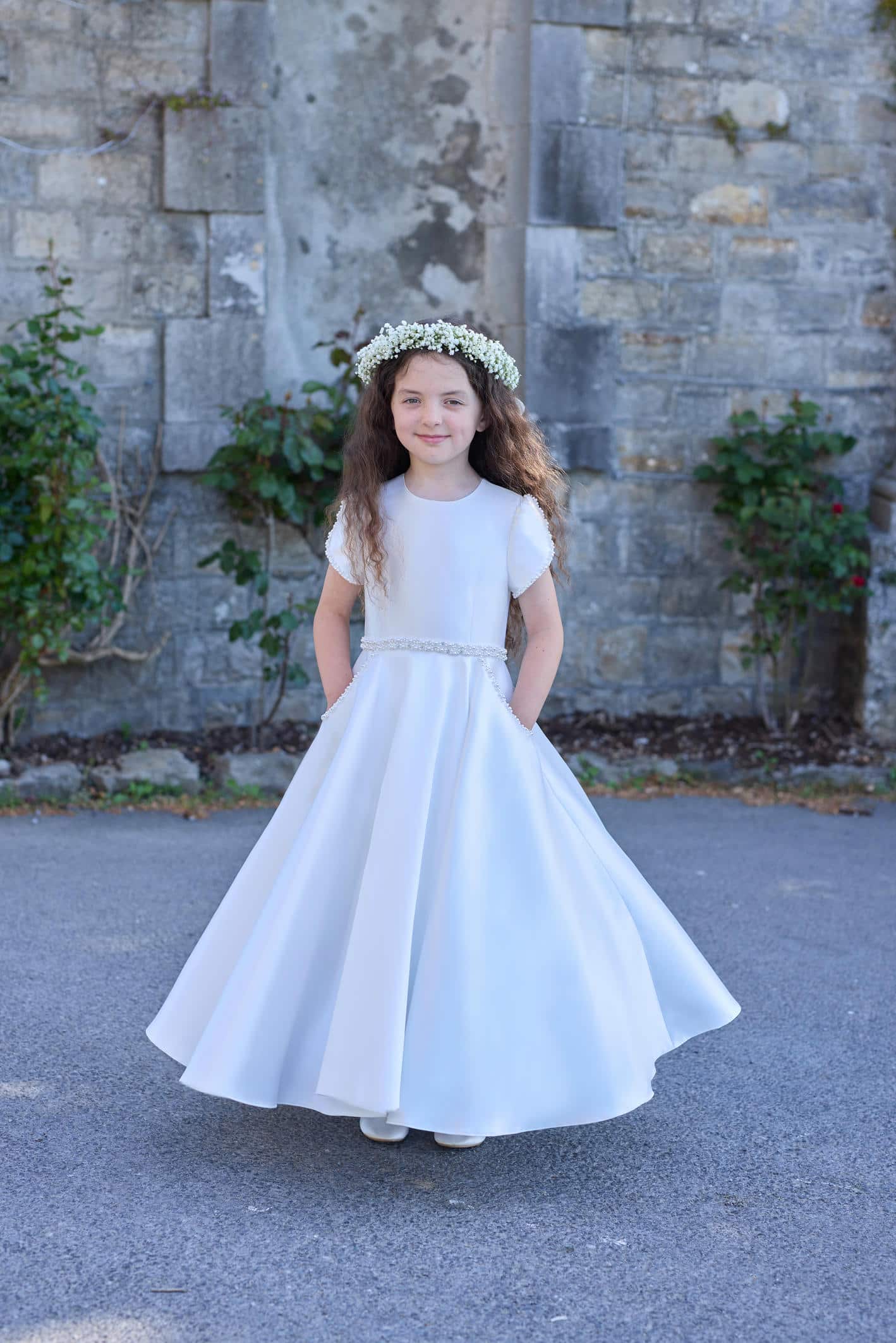 Isabella Girls Ivory Communion Dress:- IS26314