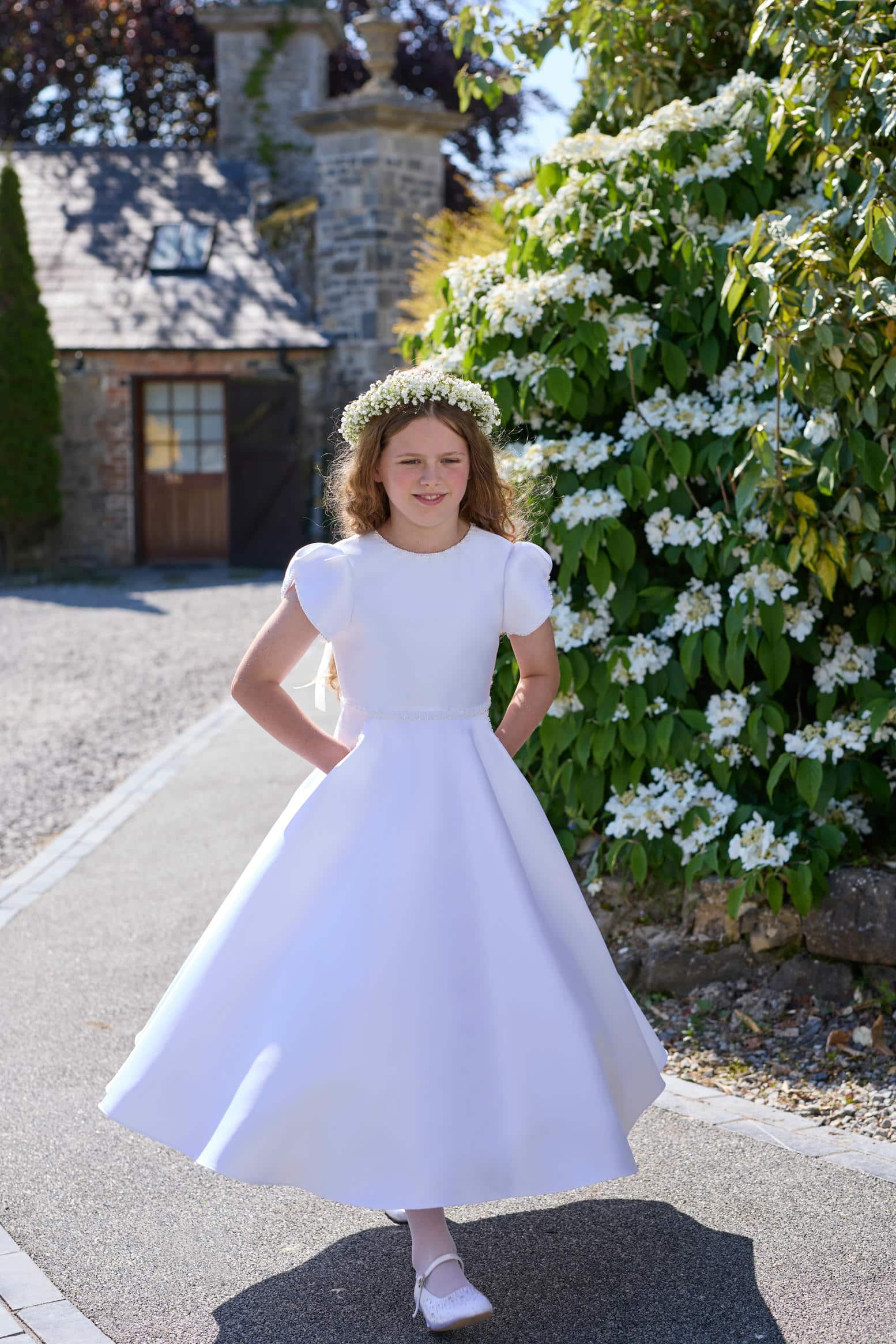 Isabella Girls White Communion Dress:- IS26320