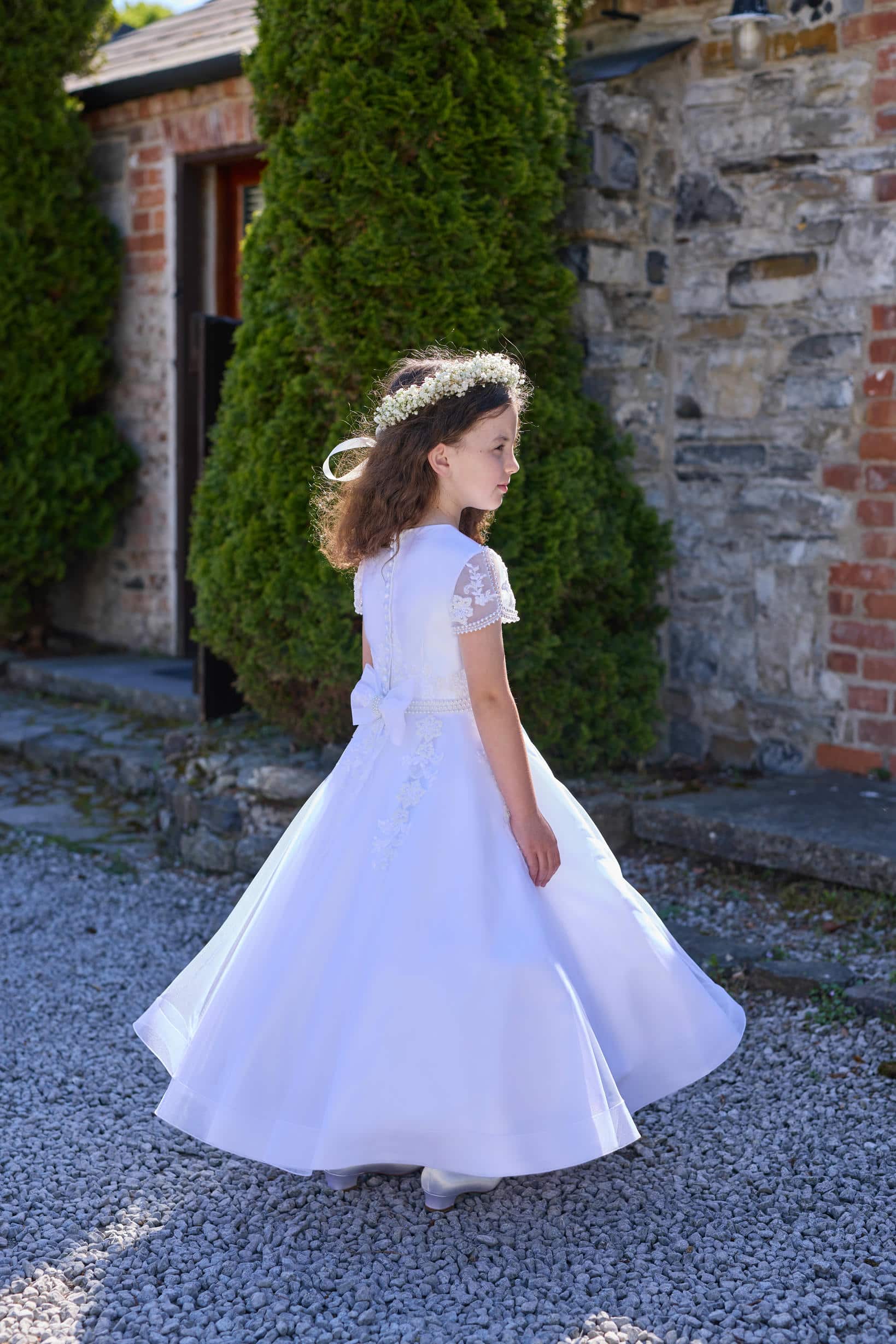 Isabella Girls White Communion Dress:- IS26338