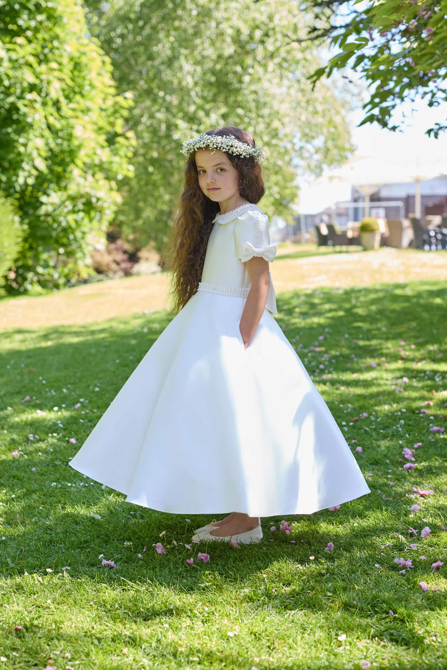 Isabella Girls White Communion Dress:- IS26360