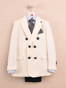 One Varones Boys Vanilla Double Breasted  Blazer:- 10-0409205