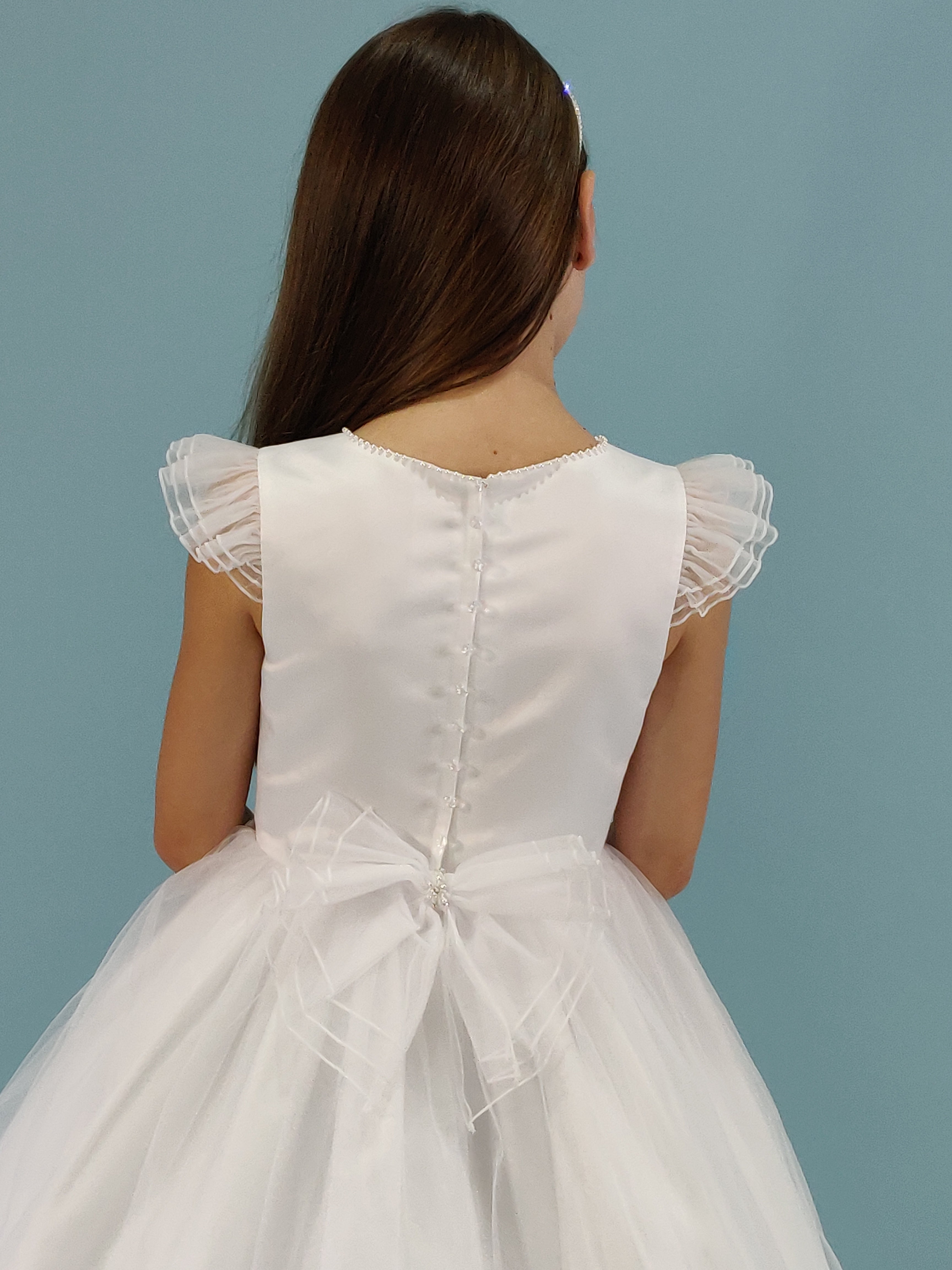 SALE COMMUNION DRESS Linzi Jay Girls White Communion Dress:- Luna