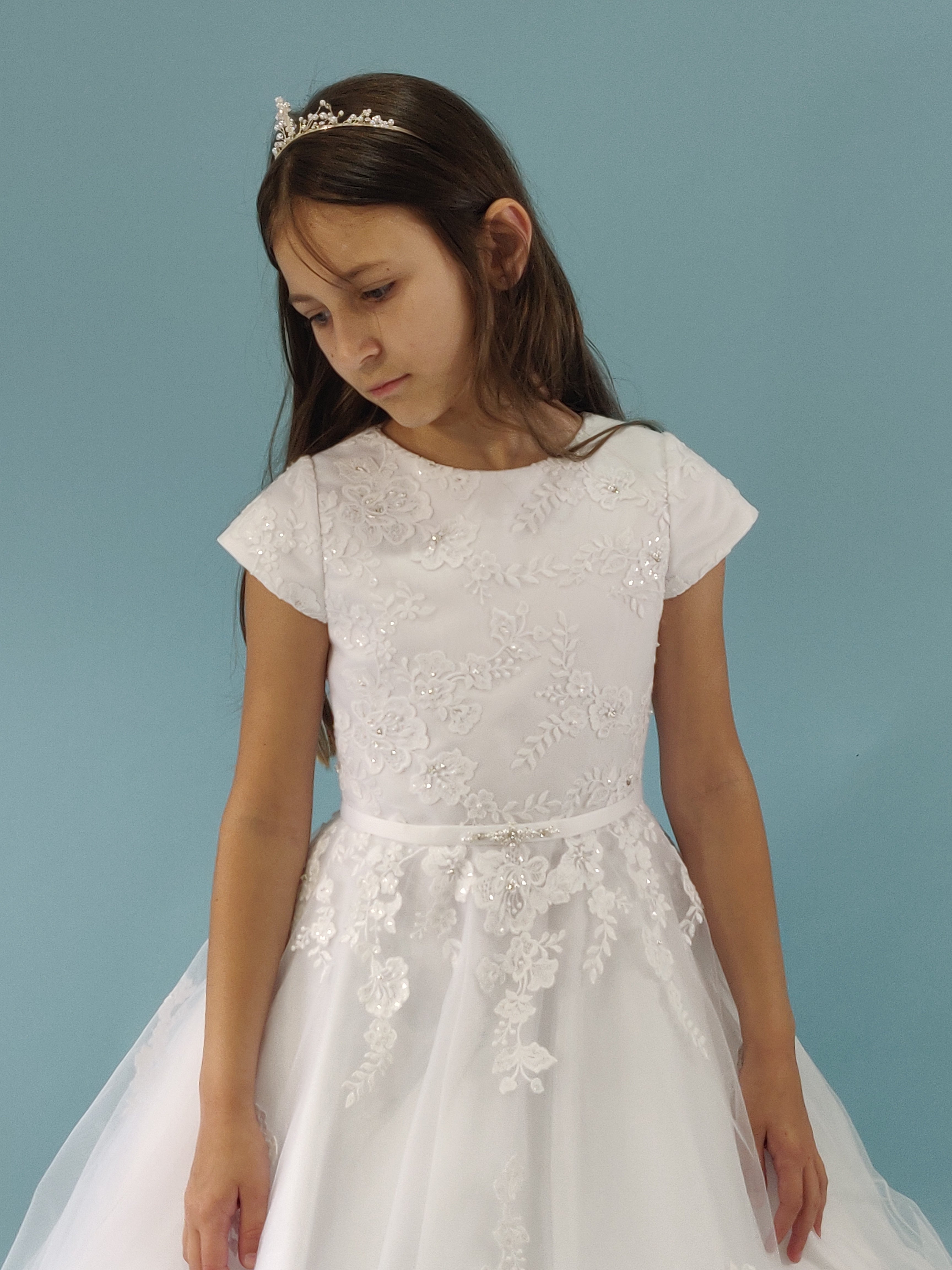 Linzi Jay Girls White Communion Dress:- Nancy