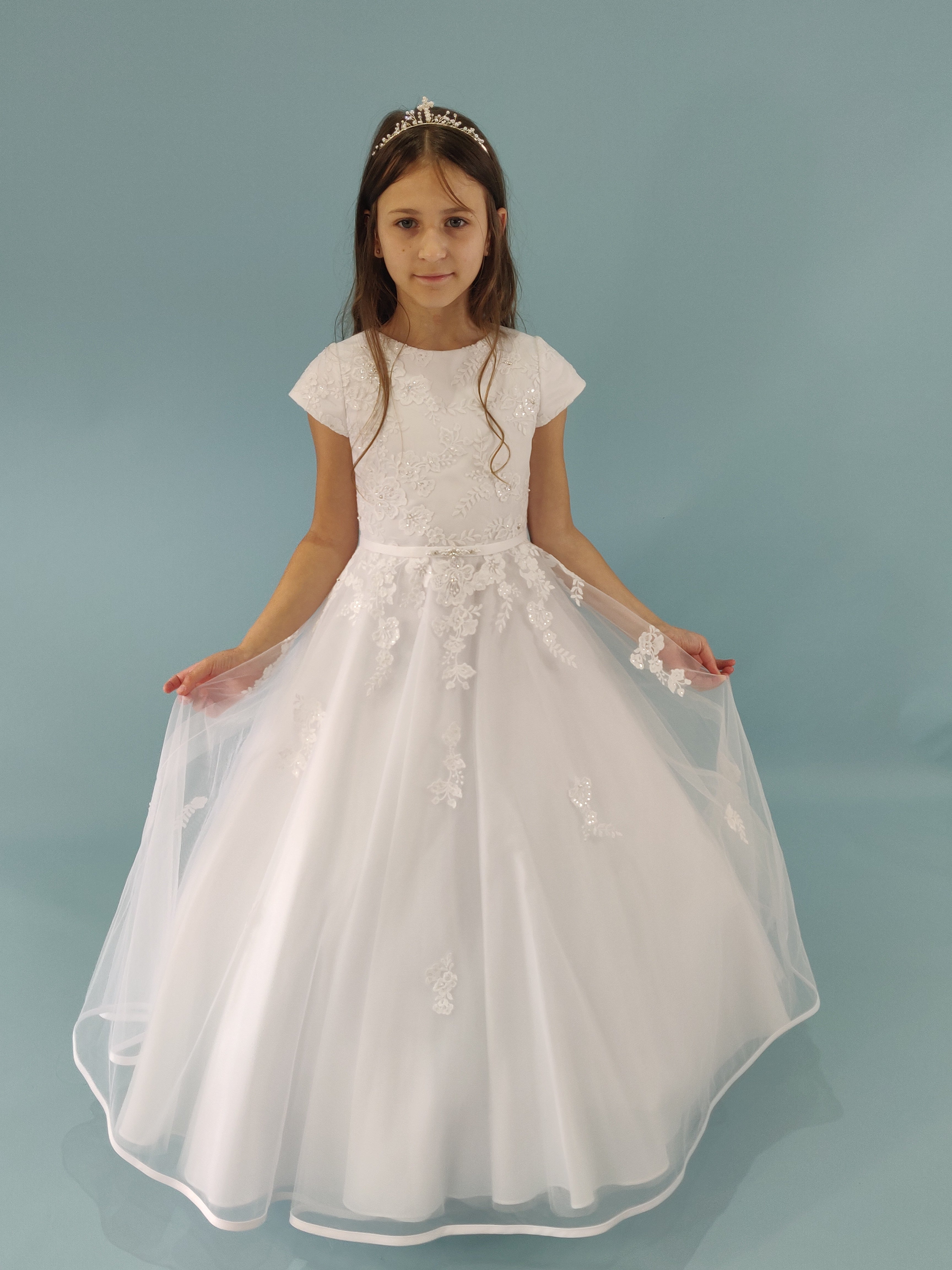 Linzi Jay Girls White Communion Dress:- Nancy