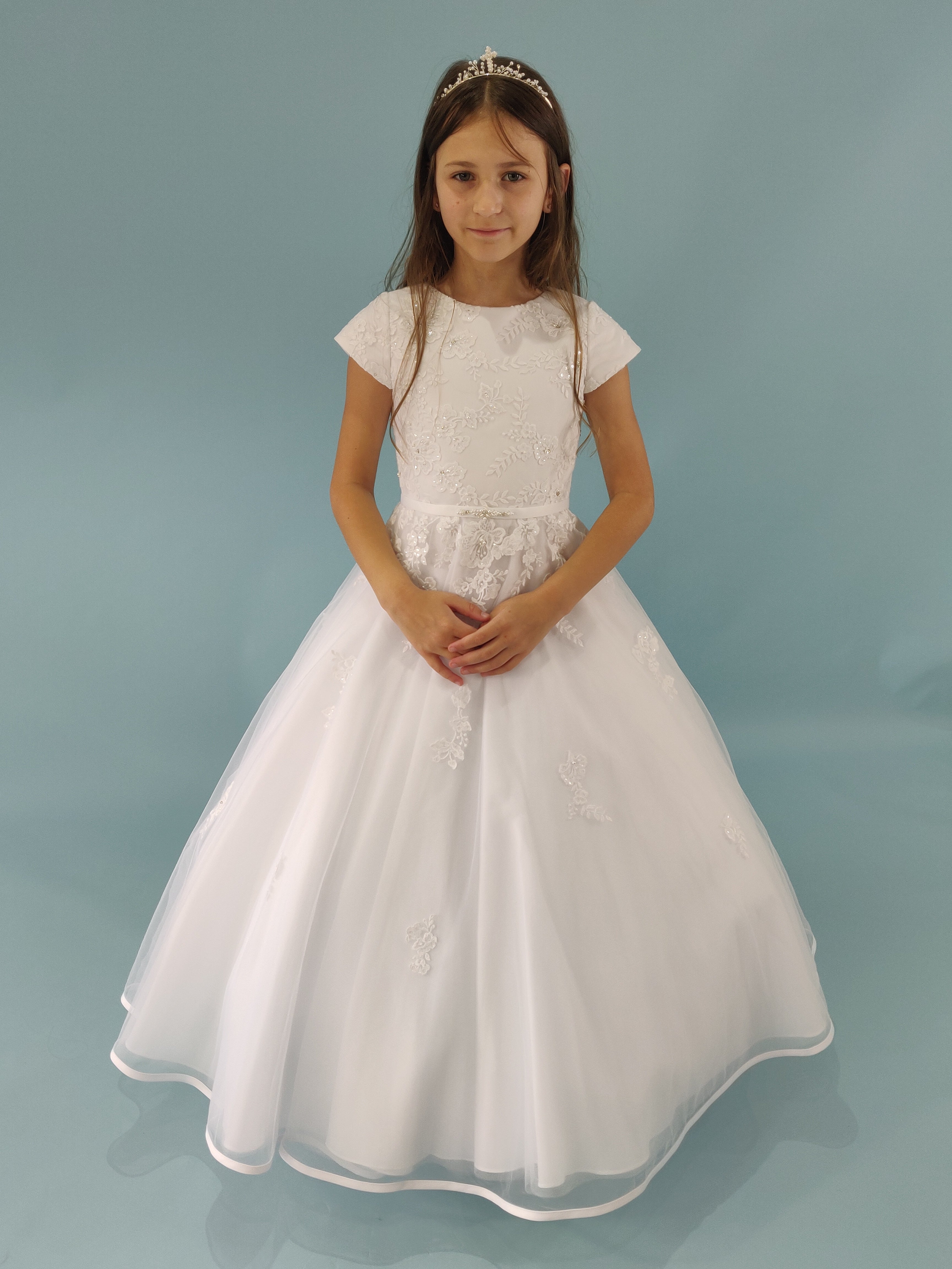 Linzi Jay Girls White Communion Dress:- Nancy
