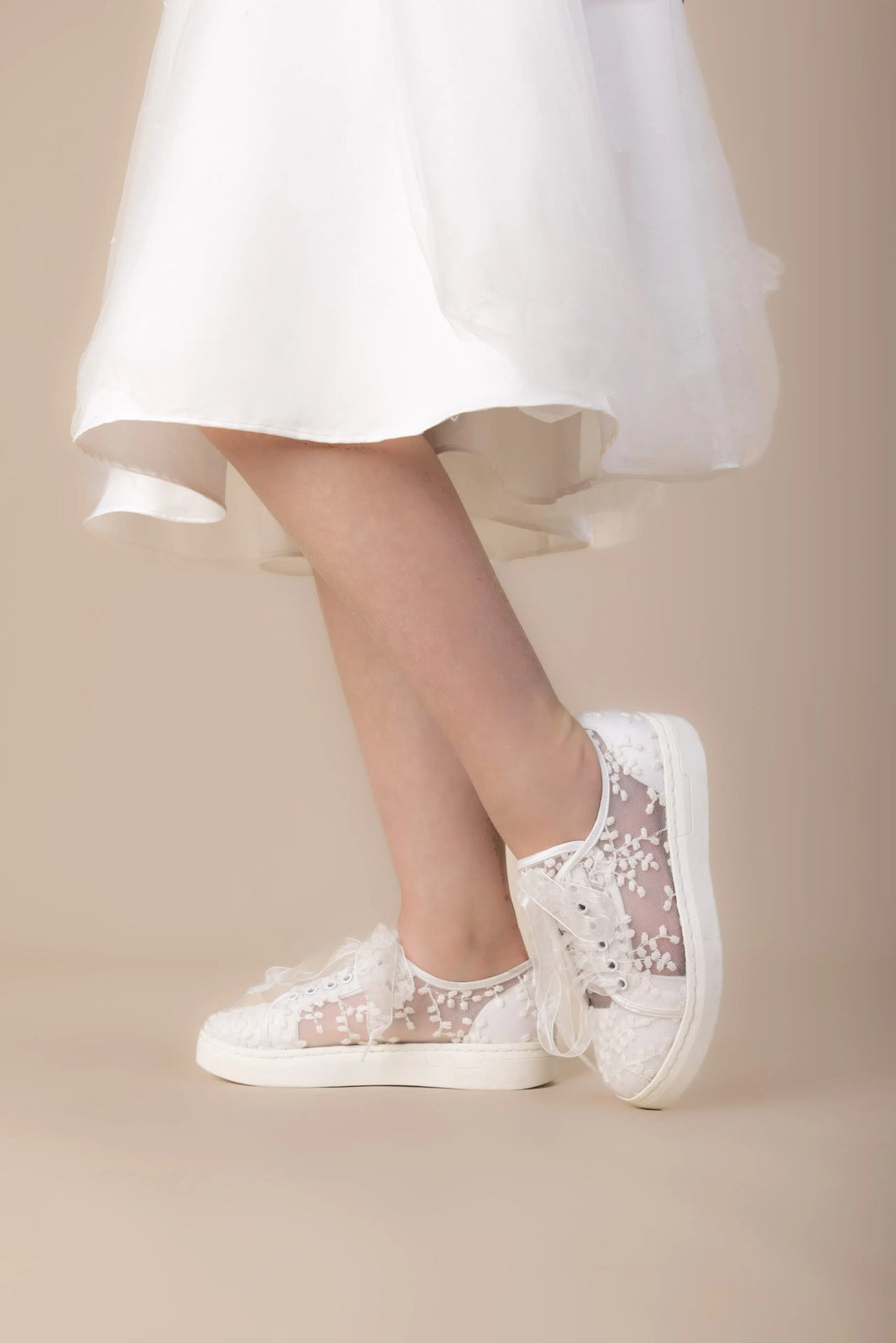 Perfect Bridal White Communion Shoes:- Oakley Flats