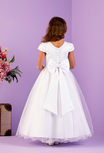 Peridot Girls White Communion Dress:- Tiana