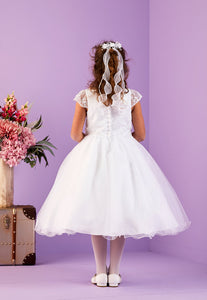 Peridot Girls White Communion Dress:- Lana