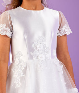 Peridot Girls White Communion Dress:- Arabella