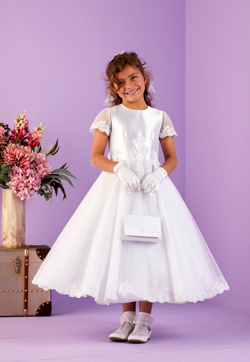 Peridot Girls White Communion Dress:- Arabella