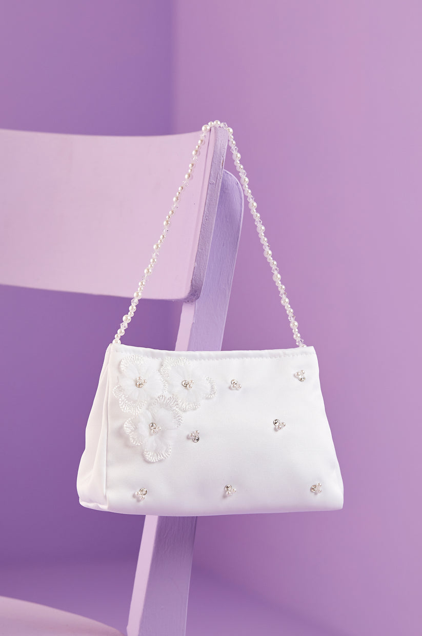 Peridot Girls White Communion Bag:- Joanne