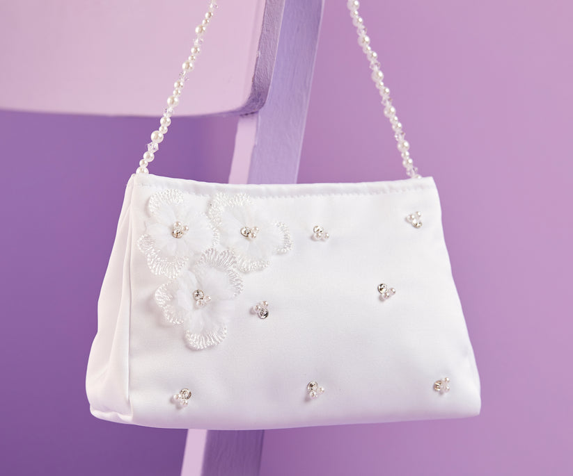 Peridot Girls White Communion Bag:- Joanne