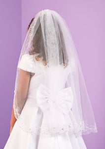 Peridot Girls White Holy Communion Veil:- Ashley