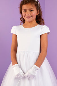 Peridot Girls White Communion Dress:- Tiana