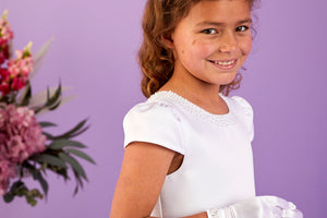 Peridot Girls White Communion Dress:- Tiana